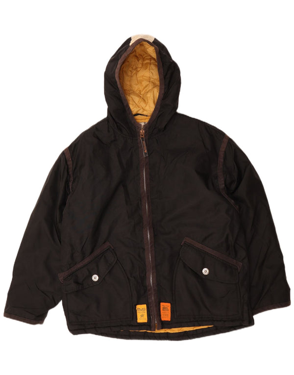 Big Star Mens Hooded Windbreaker Jacket UK 40 Large Black Nylon