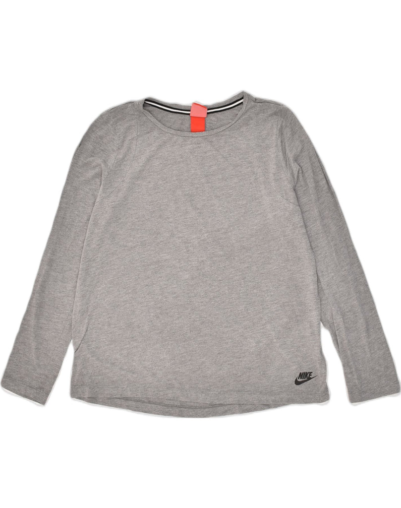 NIKE Womens Top Long Sleeve UK 16 Large Grey Polyester | Vintage Nike | Thrift | Second-Hand Nike | Used Clothing | Messina Hembry 