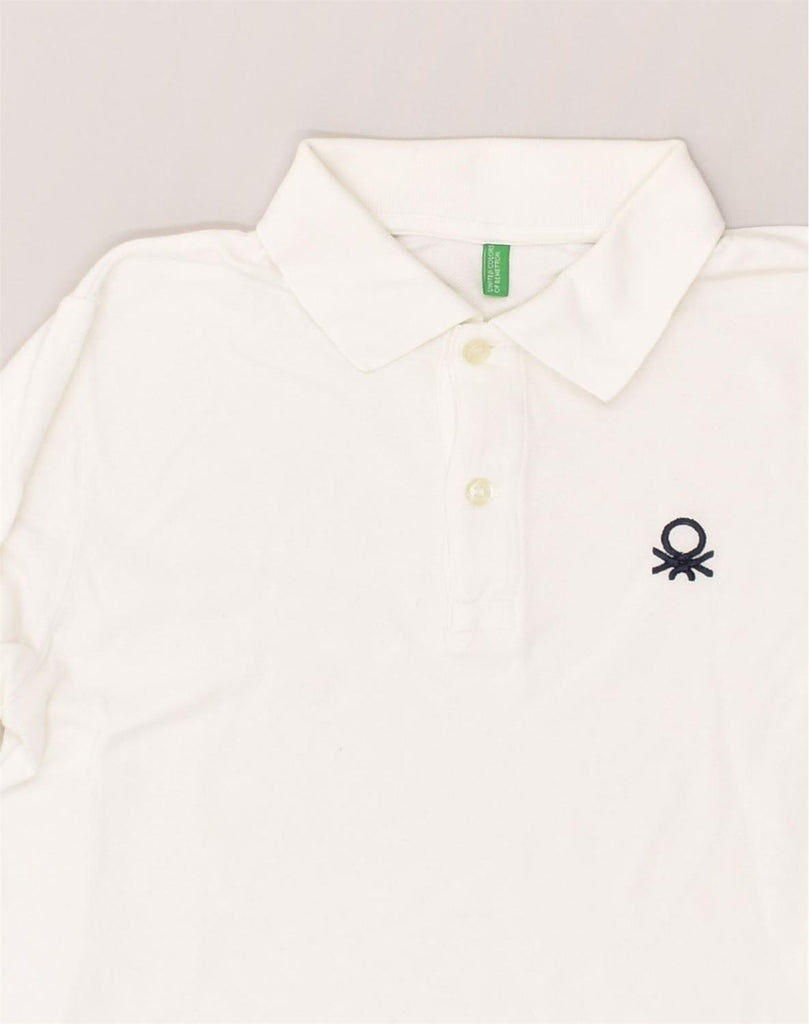 BENETTON Boys Long Sleeve Polo Shirt 10-11 Years White | Vintage Benetton | Thrift | Second-Hand Benetton | Used Clothing | Messina Hembry 