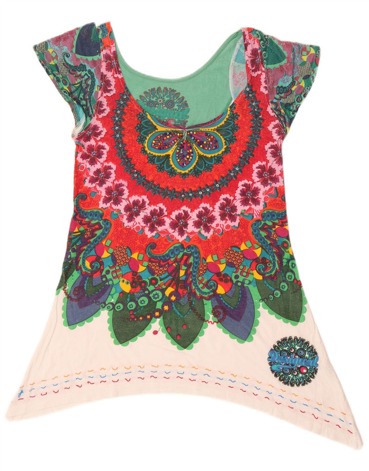Desigual Womens Asymmetric Tunic Top UK 12 Medium Multicoloured