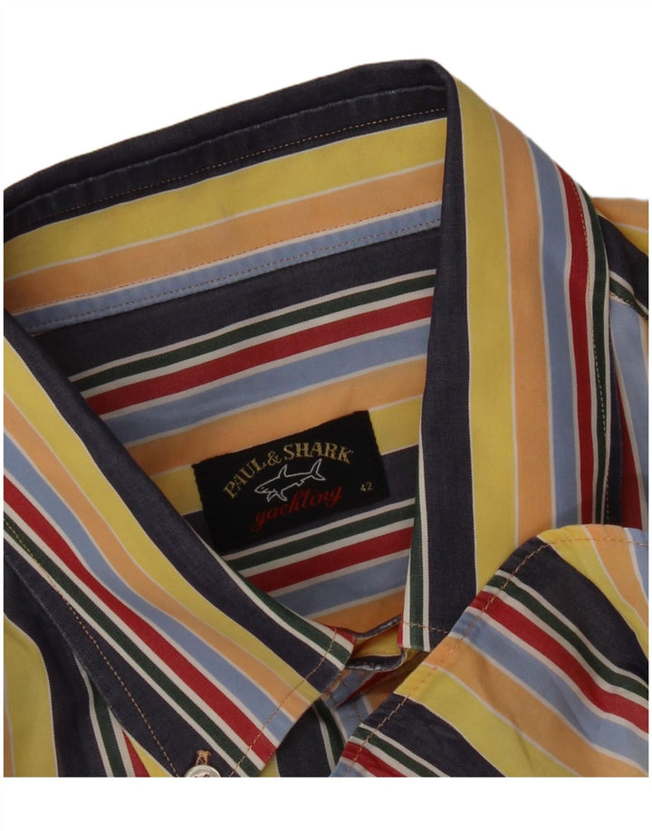Paul & Shark Mens Short Sleeve Shirt Large Multicoloured Striped