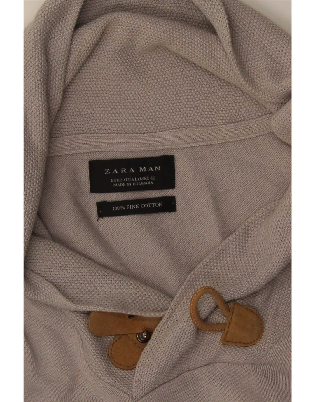 Zara Mens Shawl Neck Jumper Sweater Large Grey Cotton