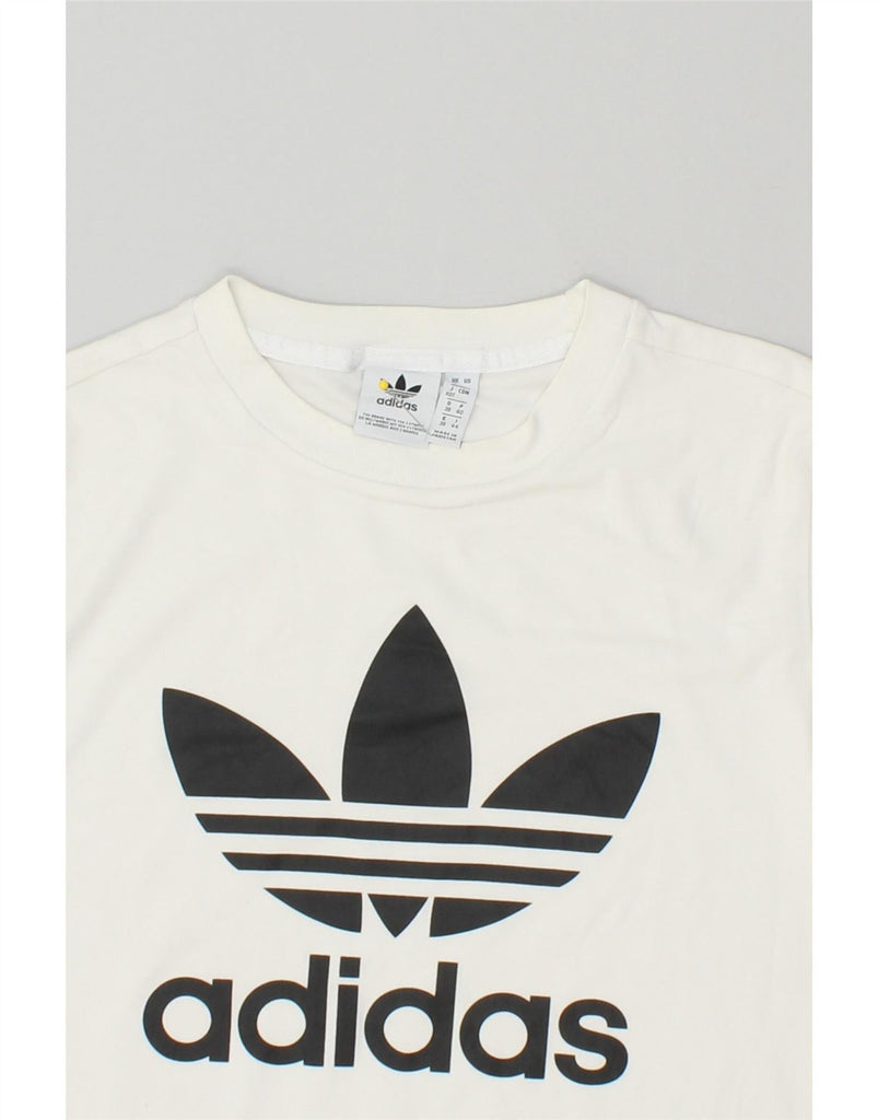 ADIDAS Womens Graphic T-Shirt Top UK 12 Medium White Cotton Vintage Adidas and Second-Hand Adidas from Messina Hembry 