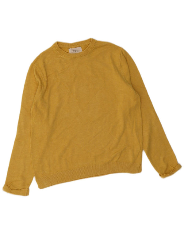 ZARA Girls Crew Neck Jumper Sweater 11-12 Years Yellow Viscose