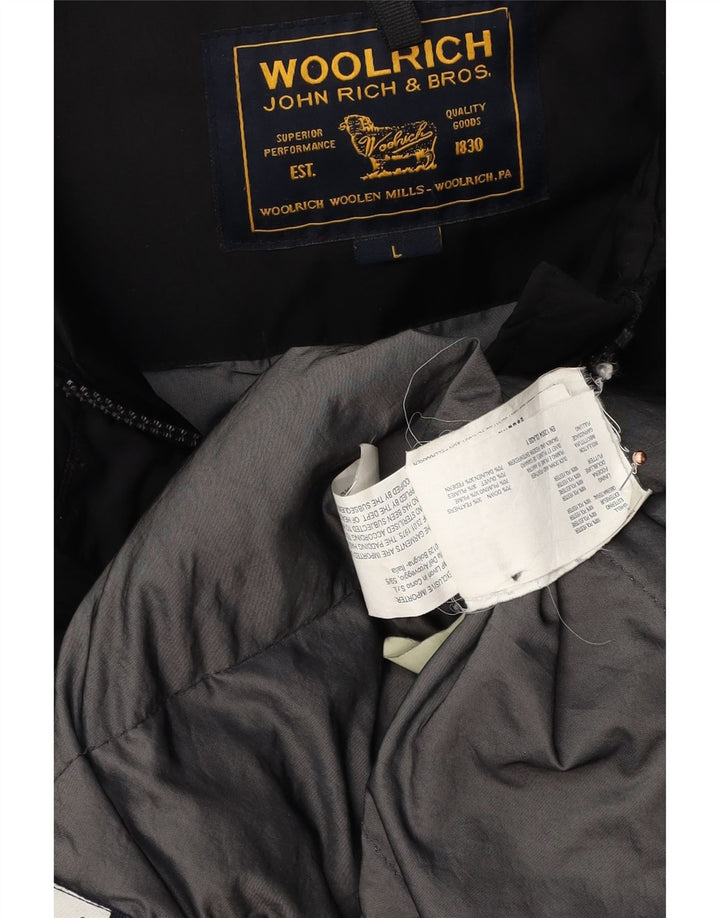 WOOLRICH Womens Hooded Padded Coat UK 16 Large Black Polyester