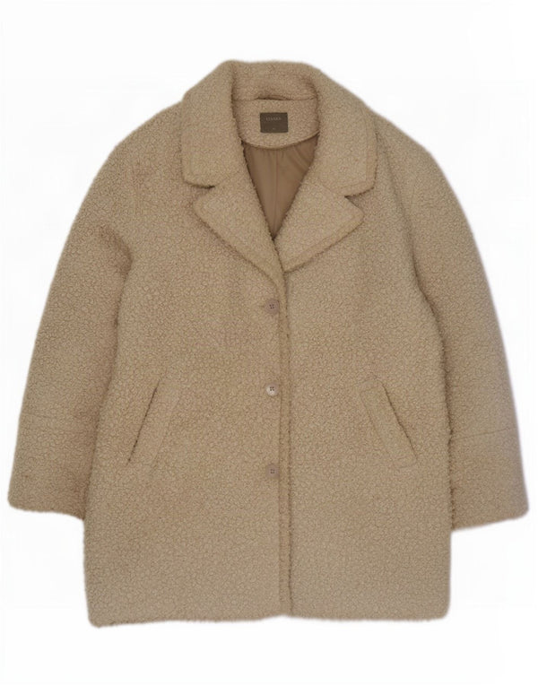 Oasis Womens Faux Fur Overcoat UK 18 XL Beige Polyester