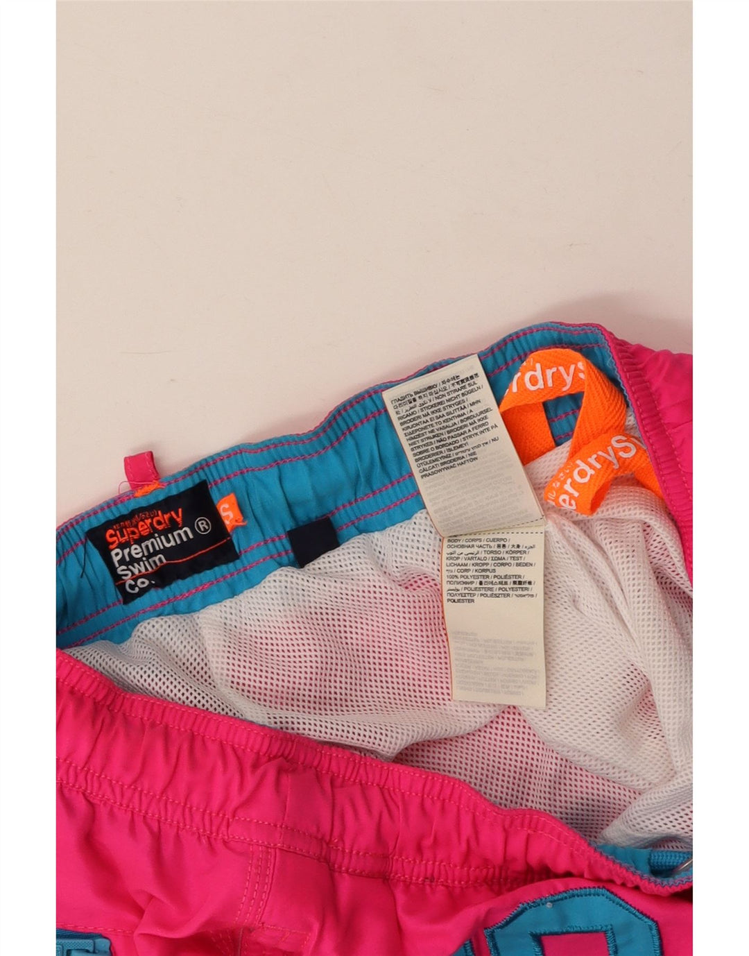 SUPERDRY Womens Graphic Swimming Shorts UK 10 Small  Pink Polyester