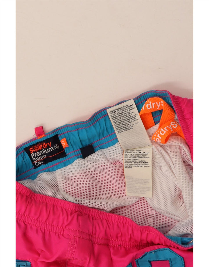 SUPERDRY Womens Graphic Swimming Shorts UK 10 Small  Pink Polyester