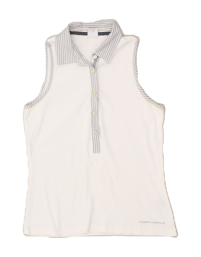 NORTH SAILS Womens Sleeveless Polo Shirt UK 8 Small White Vintage North Sails and Second-Hand North Sails from Messina Hembry 