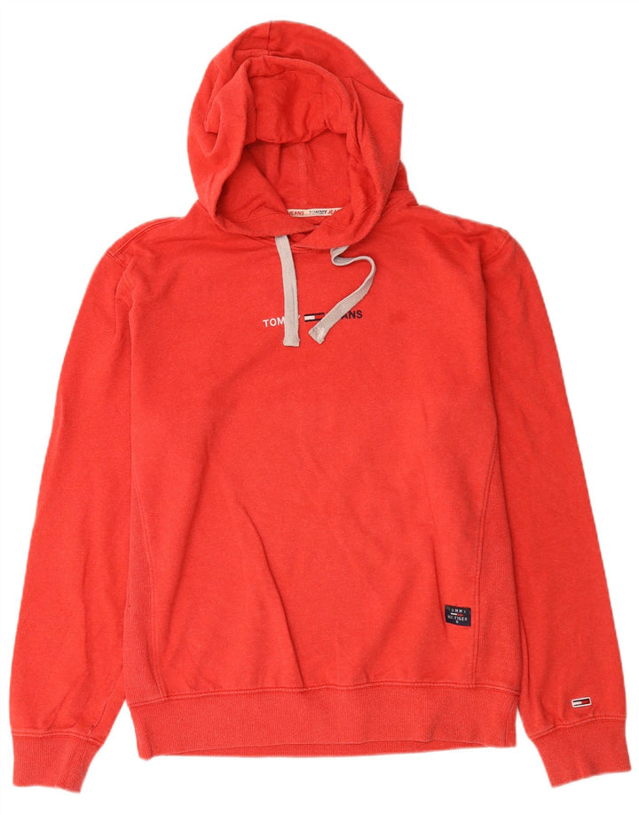 Tommy Hilfiger Mens Graphic Hoodie Jumper Medium Red Cotton