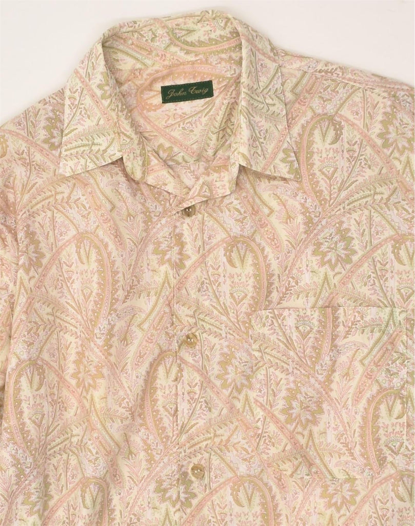 VINTAGE Mens Shirt Medium Beige Paisley | Vintage Vintage | Thrift | Second-Hand Vintage | Used Clothing | Messina Hembry 