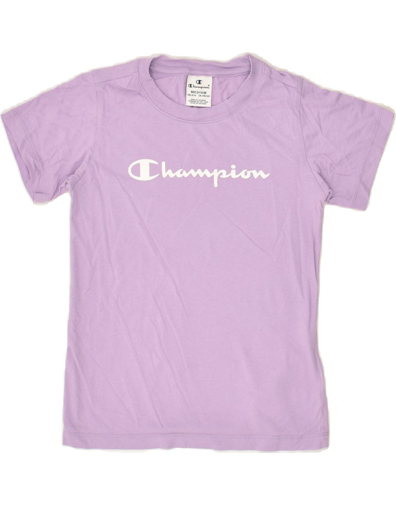 CHAMPION Girls Graphic T-Shirt Top 9-10 Years Medium  Purple Cotton | Vintage Champion | Thrift | Second-Hand Champion | Used Clothing | Messina Hembry 