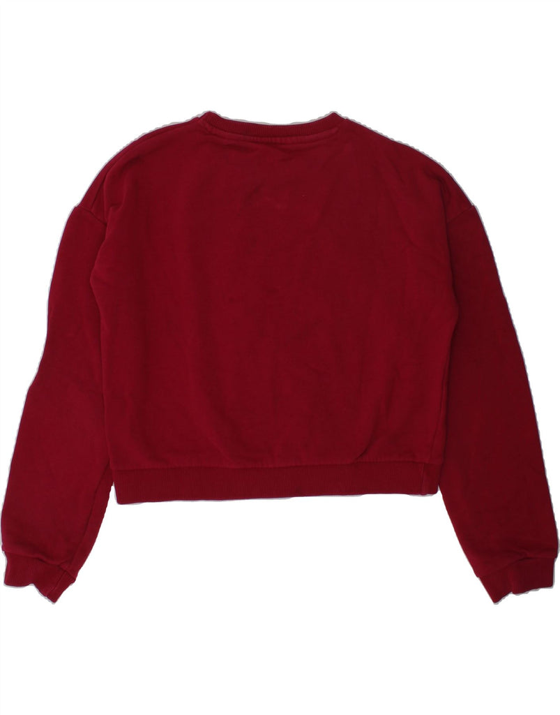 GUESS Girls Crop Graphic Sweatshirt Jumper 11-12 Years Burgundy | Vintage Guess | Thrift | Second-Hand Guess | Used Clothing | Messina Hembry 