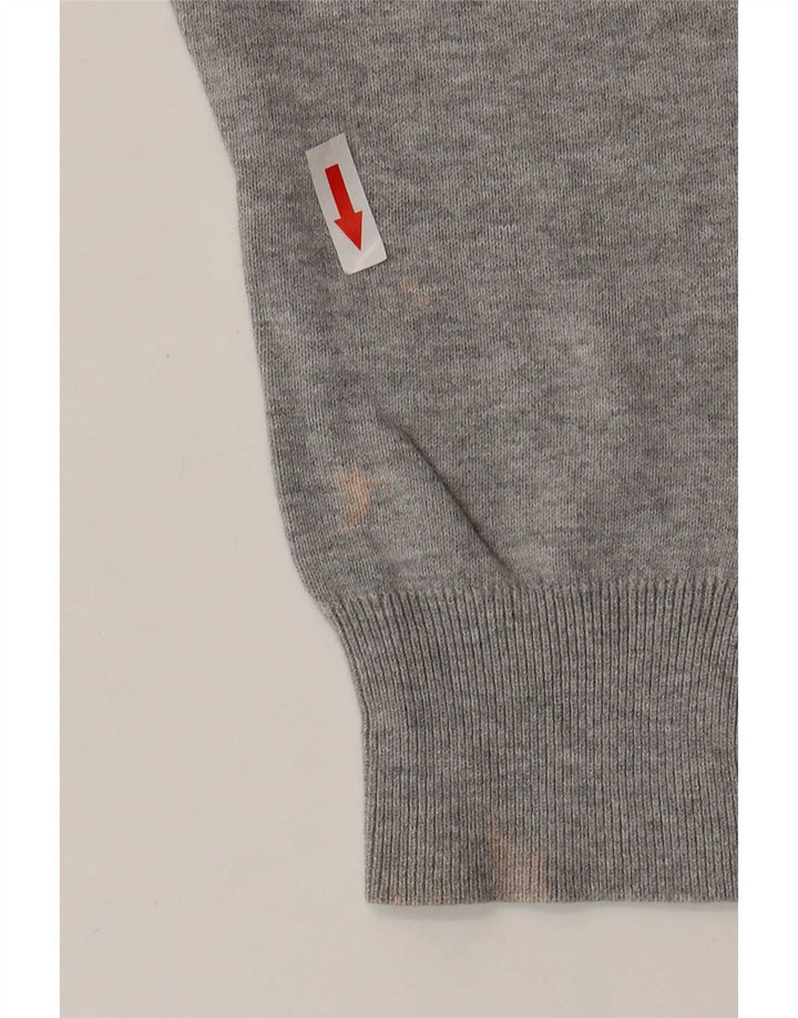 Marks & Spencer Womens V-Neck Jumper Sweater UK 10 Small Grey Cotton