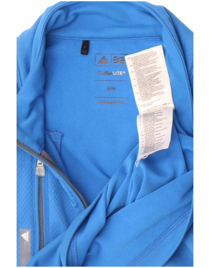 Adidas Mens Climalite Zip Neck Pullover Tracksuit Top Medium Blue Polyester