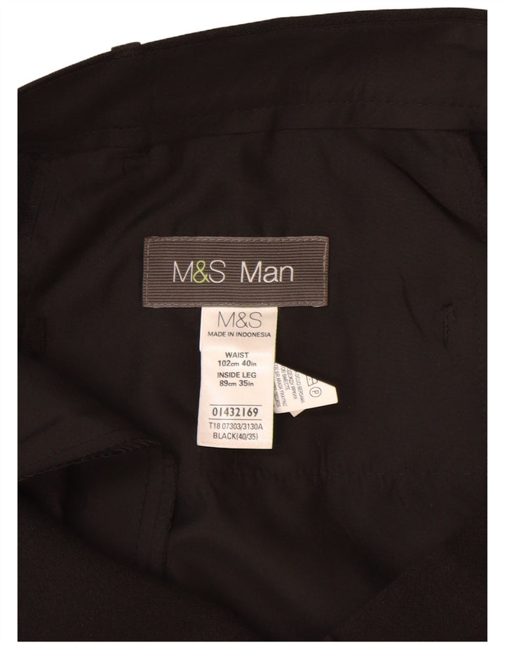 Marks & Spencer Mens Straight Chino Trousers W40 L35 Black Polyester