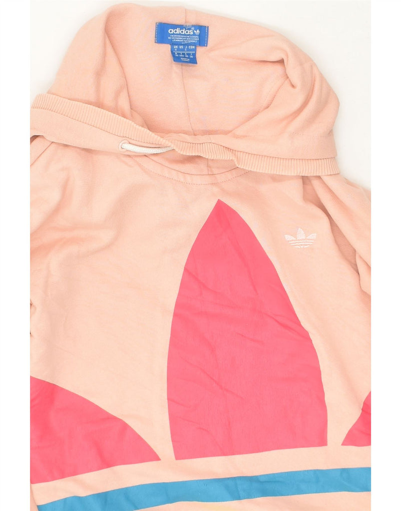 ADIDAS Womens Graphic Hoodie Jumper UK 4 XS Pink Cotton | Vintage Adidas | Thrift | Second-Hand Adidas | Used Clothing | Messina Hembry 