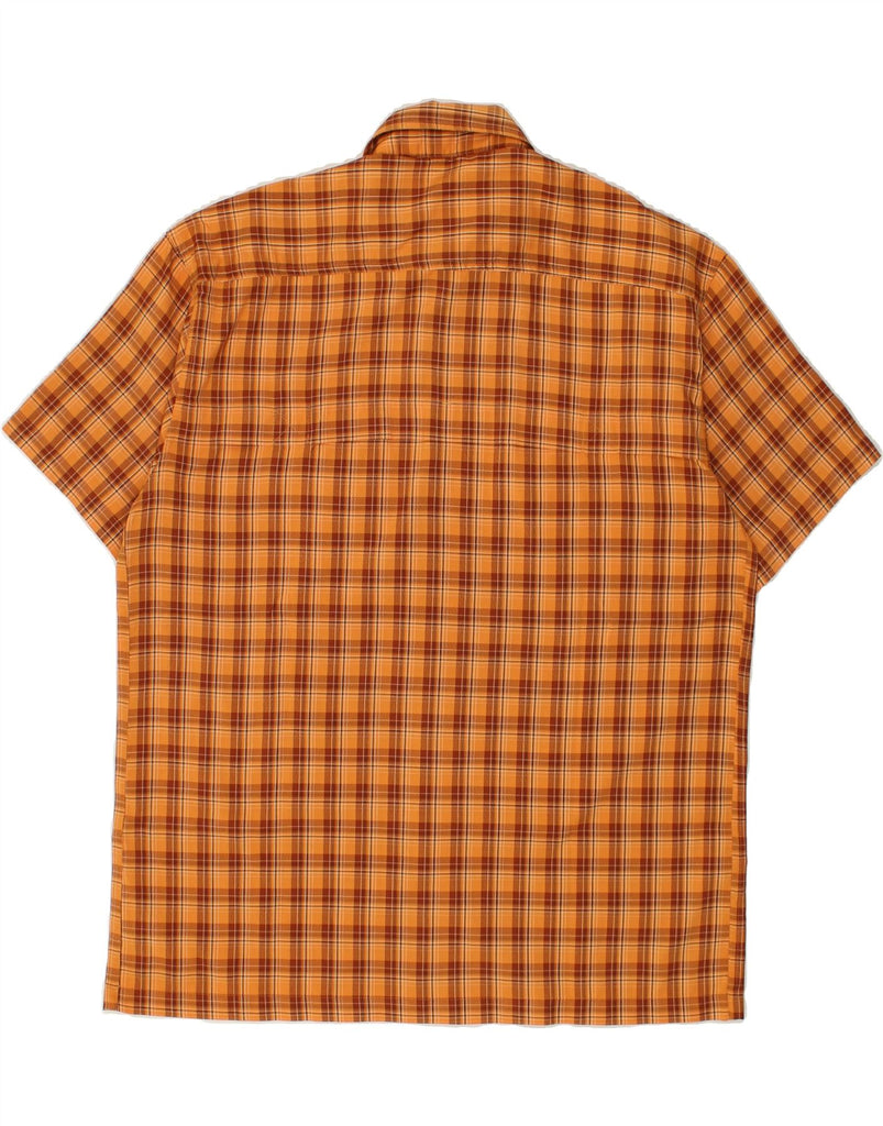 SCHOFFEL Mens Short Sleeve Shirt Large Orange Check Polyester | Vintage Schoffel | Thrift | Second-Hand Schoffel | Used Clothing | Messina Hembry 