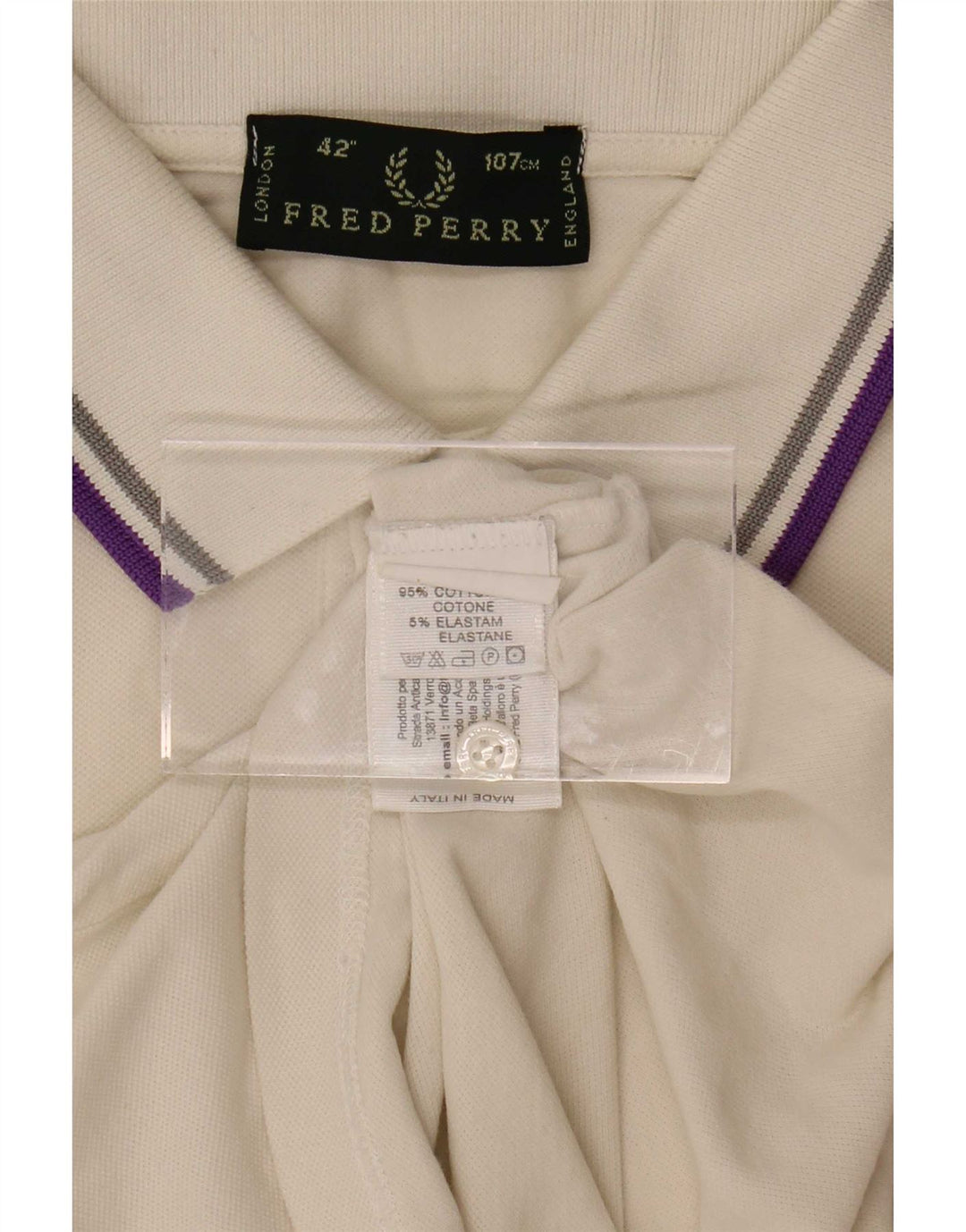 Fred Perry Mens Polo Shirt Medium White Cotton
