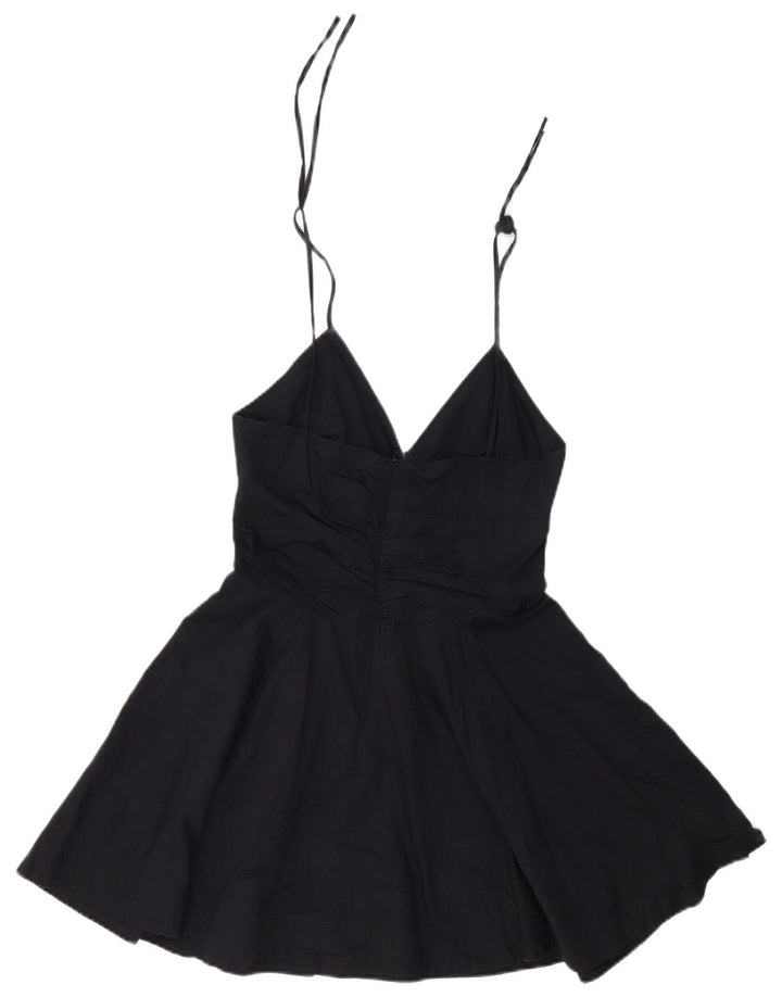 Zara Womens Sleeveless Tunic Top UK 8 Small Navy Blue Cotton