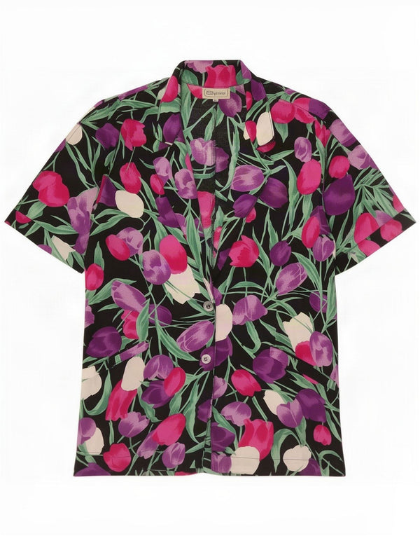 Superior Womens Short Sleeve Shirt Blouse IT 46 Large Multicoloured Floral