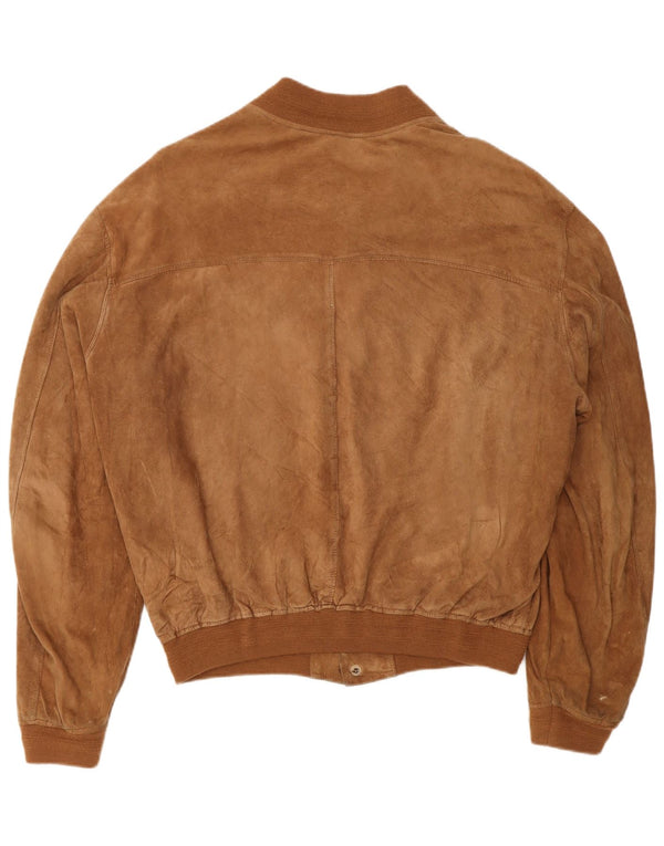 Vintage Mens Suede Bomber Jacket UK 40 Large Brown