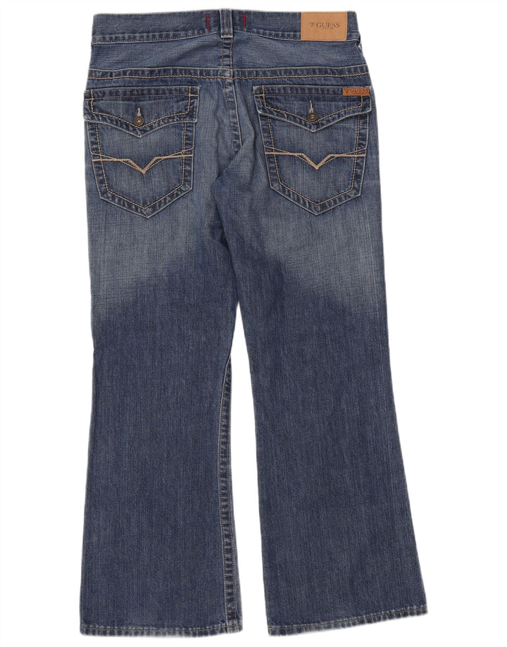 Guess Mens Bootcut Jeans W33 L30 Blue Cotton