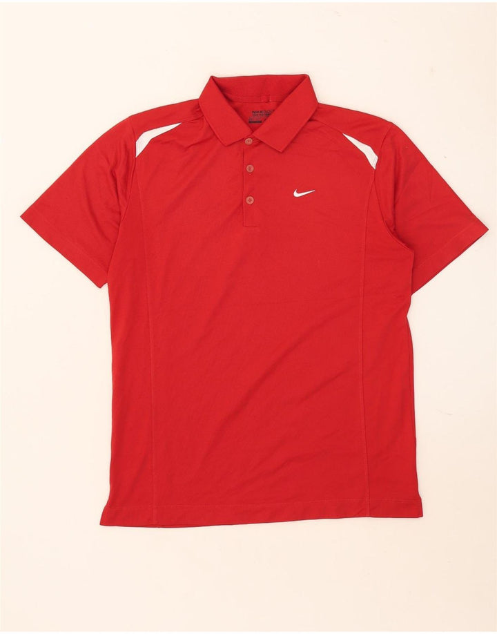Nike Mens Dri Fit Polo Shirt Medium Red Colourblock Polyester