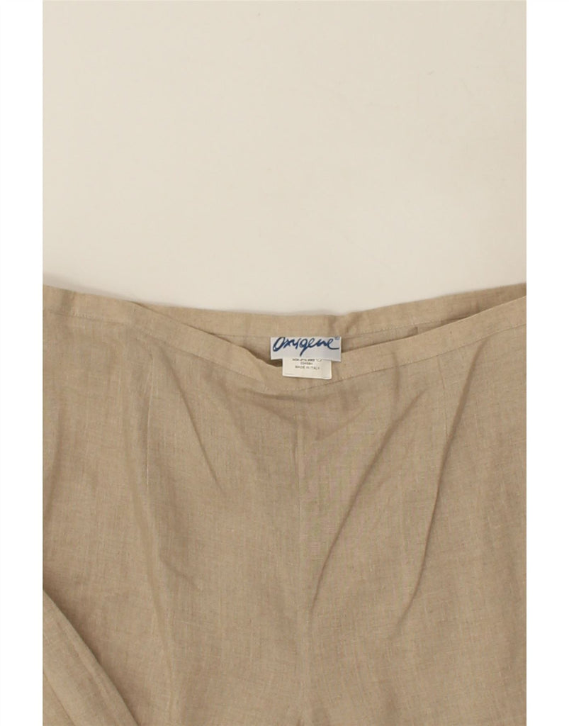 VINTAGE Womens Wide Leg Casual Trousers W32 L30  Beige Linen | Vintage Vintage | Thrift | Second-Hand Vintage | Used Clothing | Messina Hembry 