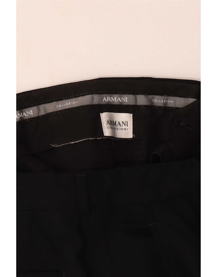 Armani Mens Straight Suit Trousers W34 L36 Black