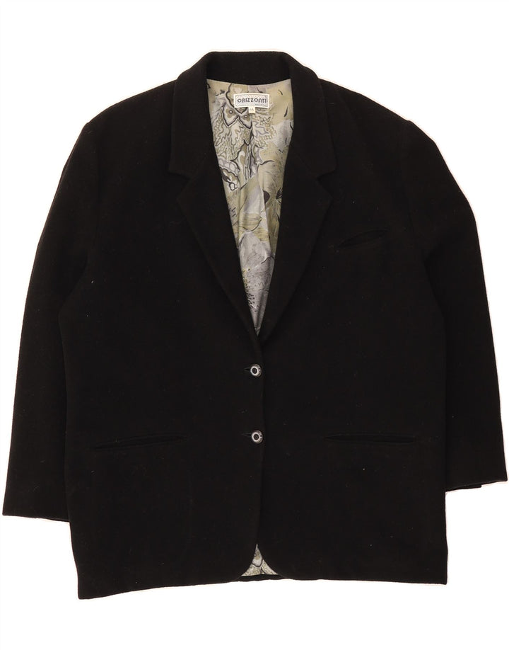 VINTAGE Womens Oversized 2 Button Blazer Jacket IT 46 Large Black Vintage Vintage and Second-Hand Vintage from Messina Hembry 