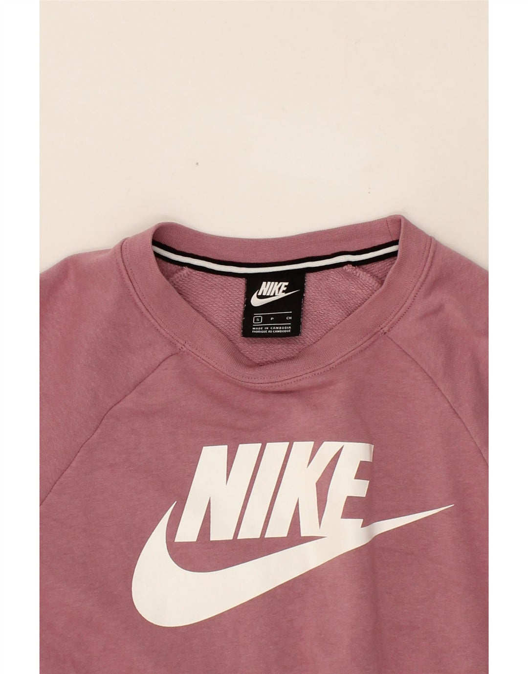 NIKE Womens Oversized Graphic Sweatshirt Jumper UK 10 Small Pink Cotton Vintage Nike and Second-Hand Nike from Messina Hembry 