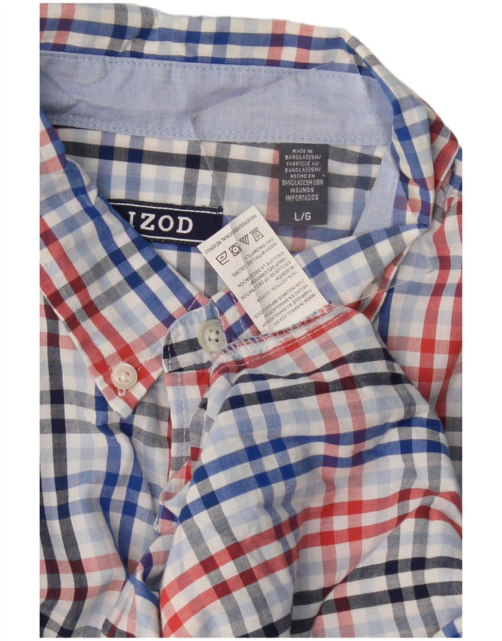 Izod Mens Short Sleeve Shirt Large Multicoloured Check Cotton