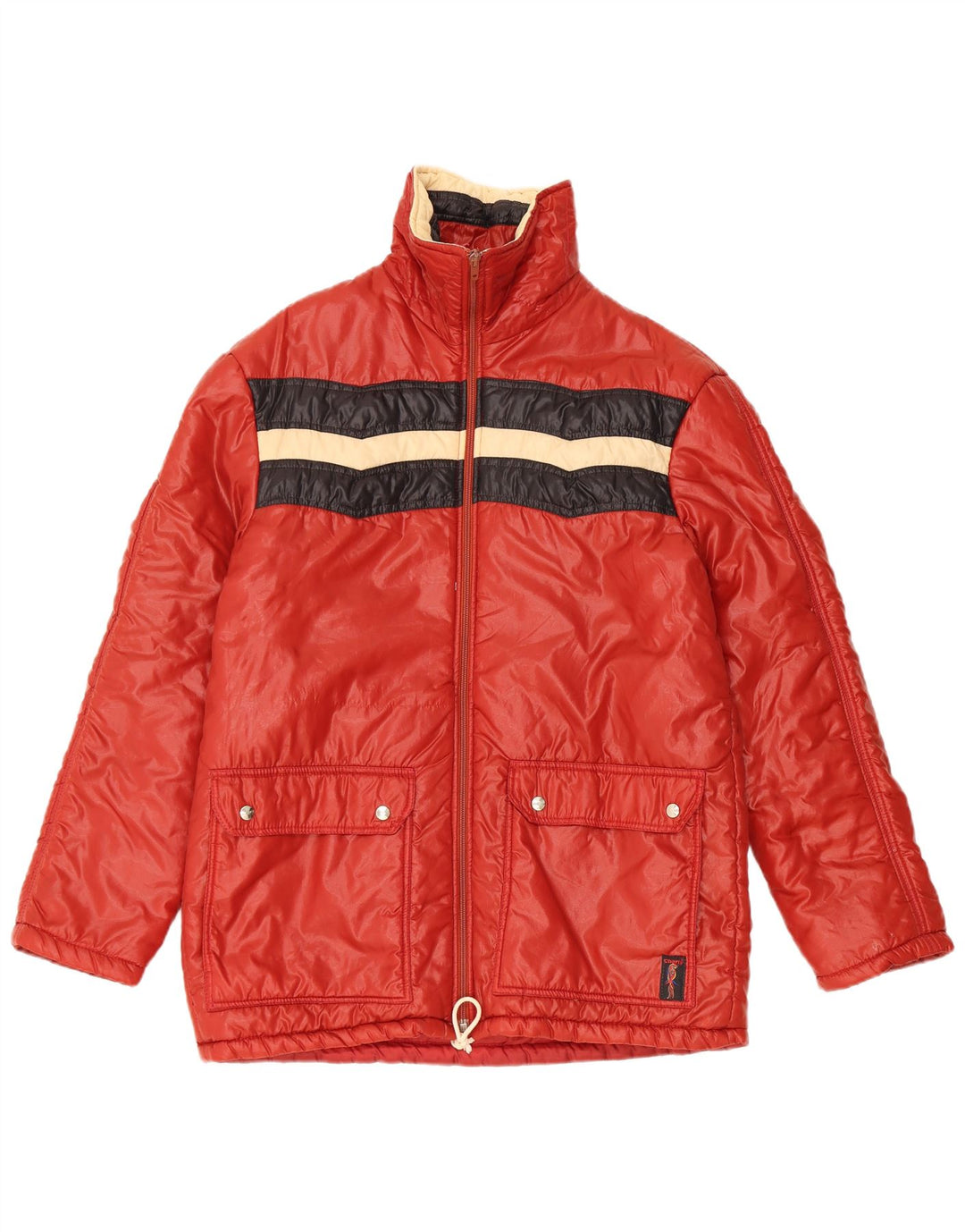 Charly Womens Hooded Padded Jacket IT 48 XL Red Colourblock Polyamide