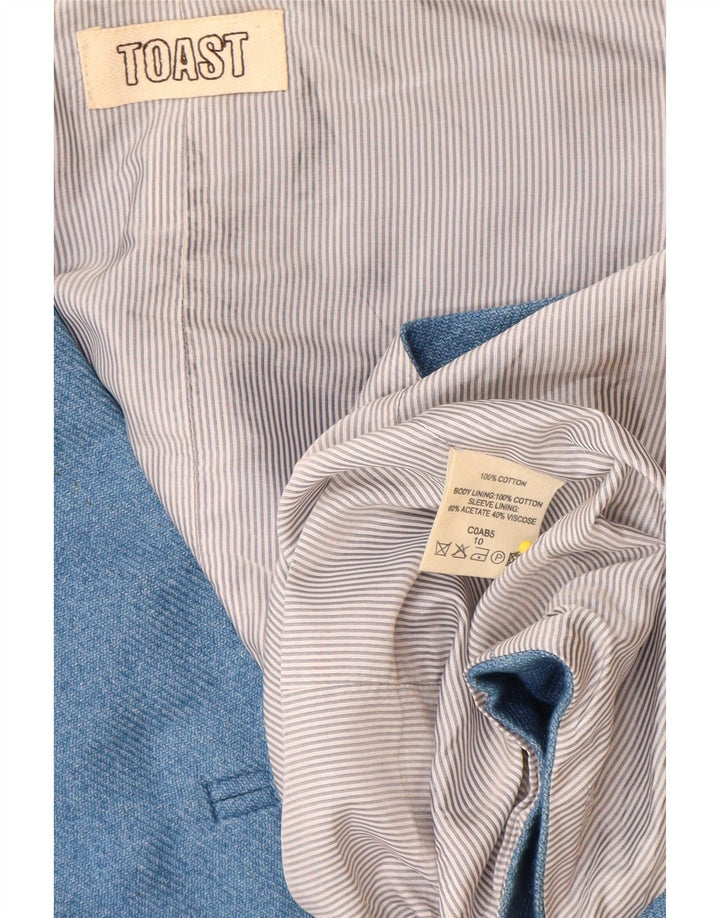 Toast Womens Waistcoat UK 10 Small Blue Cotton