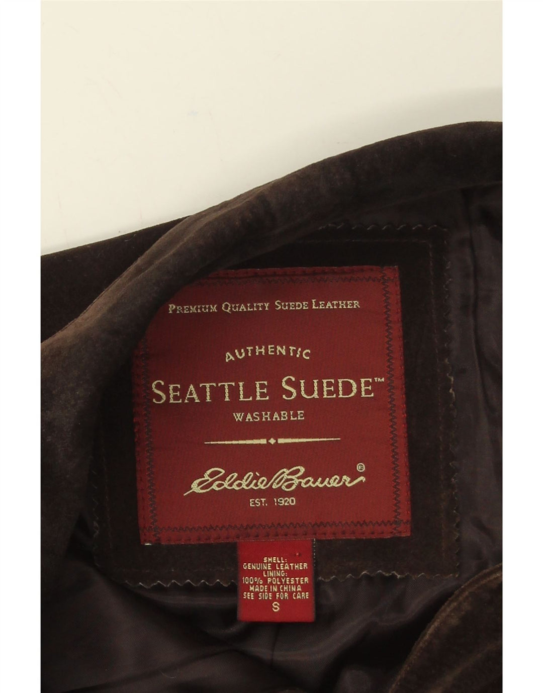 Eddie Bauer Womens Suede Crop Bomber Jacket UK 8 Small Brown Leather
