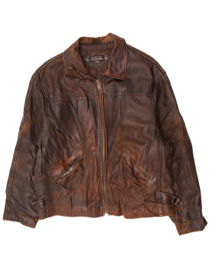 Vintage Mens Leather Jacket UK 42 XL Brown
