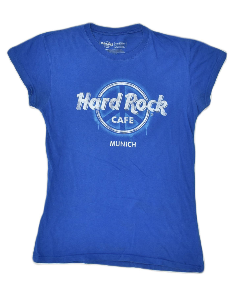 HARD ROCK CAFE Womens Munich Graphic T-Shirt Top UK 14 Large Blue Cotton | Vintage Hard Rock Cafe | Thrift | Second-Hand Hard Rock Cafe | Used Clothing | Messina Hembry 