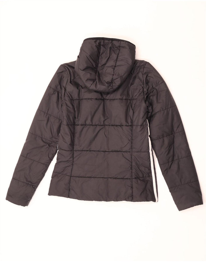Adidas Womens Hooded Padded Jacket UK 12 Medium Black Polyester