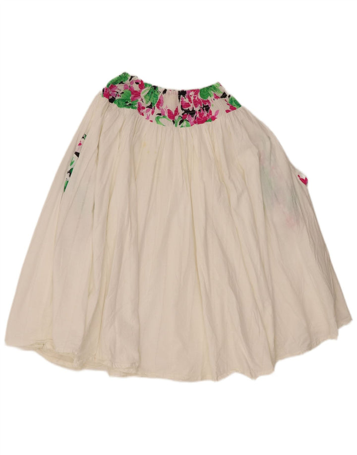 Vintage Womens Pleated Flared Skirt W34 Large White Floral