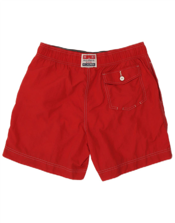 POLO RALPH LAUREN Mens Graphic Swimming Shorts Medium  Red Polyester