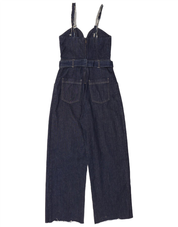 Zara Womens Denim Jumpsuit UK 8 Small  Navy Blue Cotton