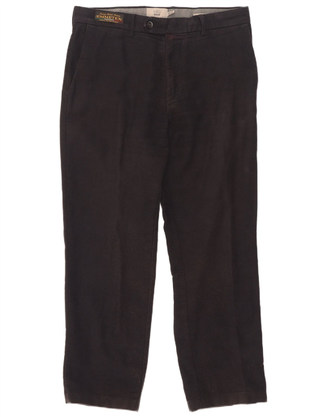 Marks & Spencer Mens Regular Fit Suit Trousers W34 L29 Navy Blue Cotton