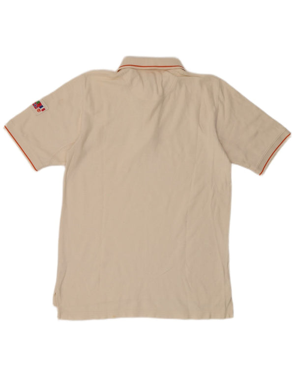 Timberland Mens Polo Shirt Small Beige Striped Cotton