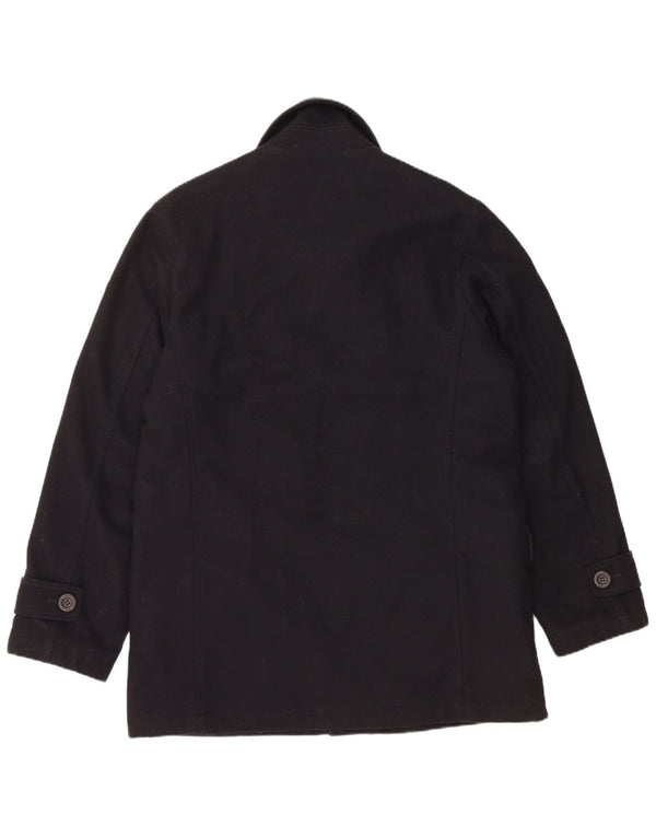 NAVIGARE Mens Overcoat UK 38 Medium Black Wool