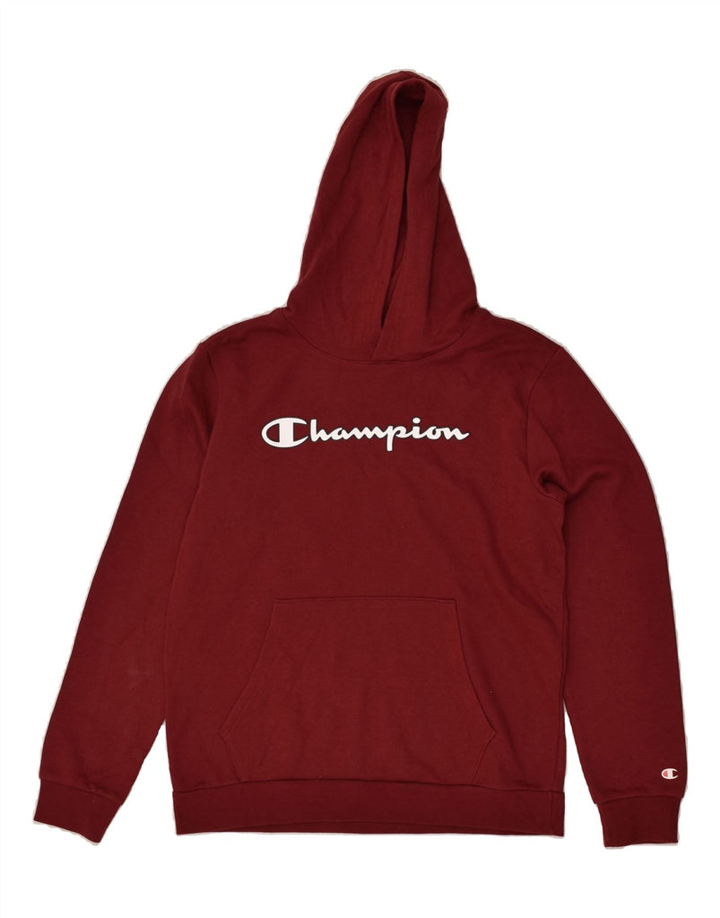 CHAMPION Boys Graphic Hoodie Jumper 15-16 Years 2XL Burgundy Cotton | Vintage Champion | Thrift | Second-Hand Champion | Used Clothing | Messina Hembry 