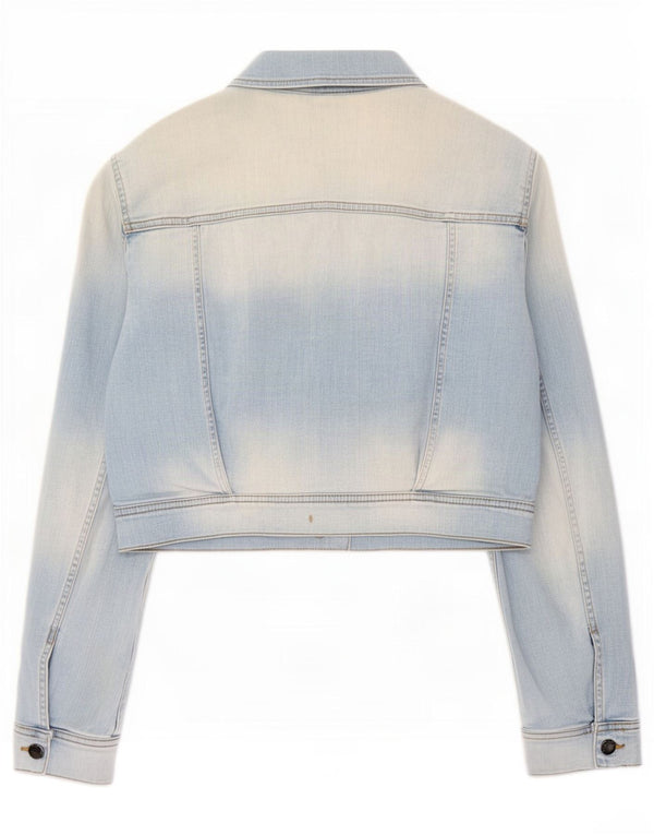 Benetton Womens Crop Denim Jacket UK 14 Large Blue Cotton
