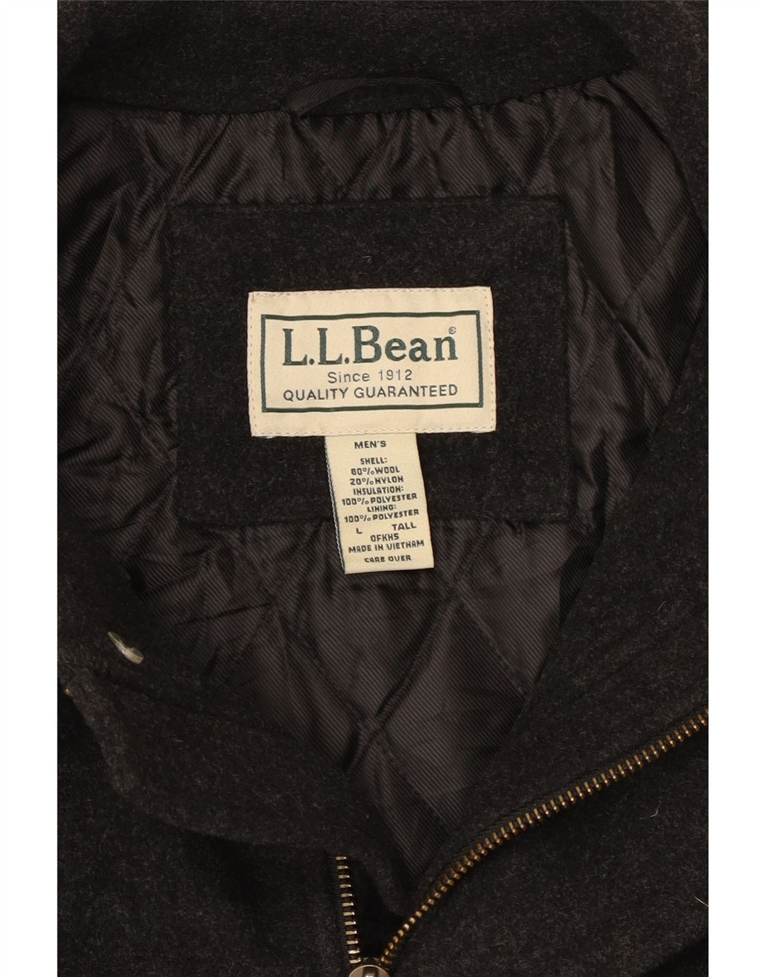 L.L.Bean Mens Tall Overcoat UK 40 Large Grey Wool