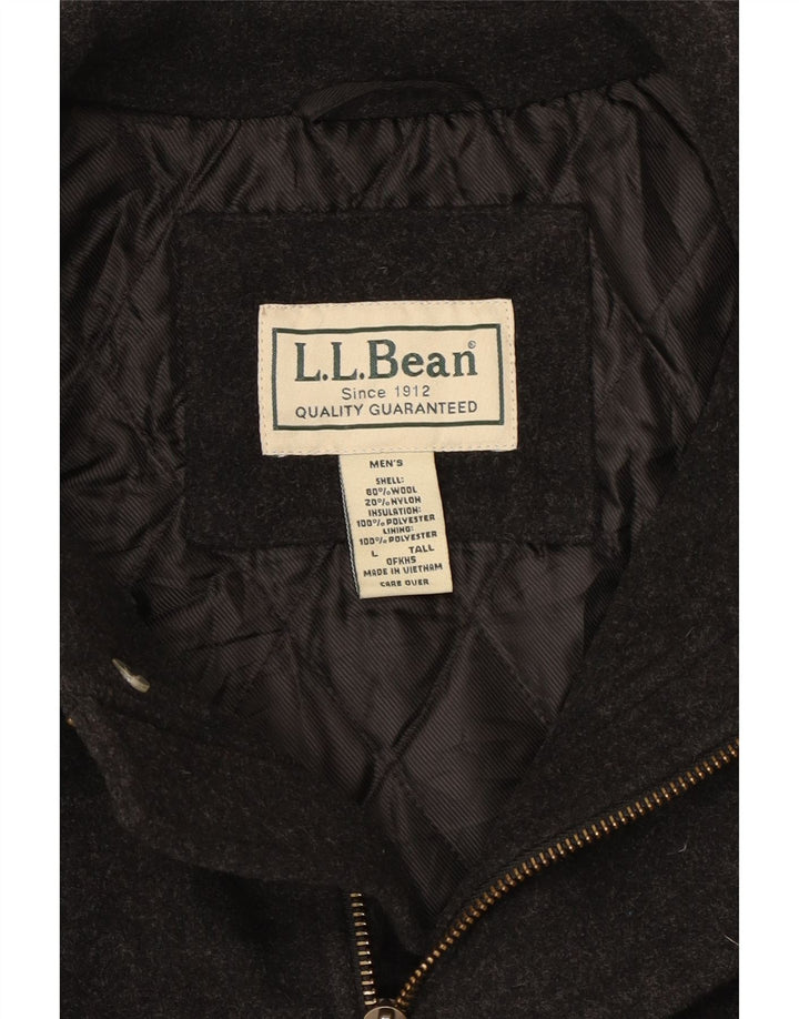 L.L.Bean Mens Tall Overcoat UK 40 Large Grey Wool