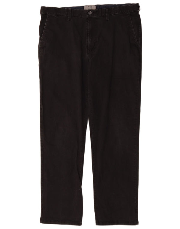 Marks & Spencer Mens Straight Chino Trousers W36 L29 Black Cotton